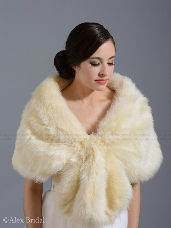 Champagne faux fur wrap bridal wrap faux fur shrug faux fur