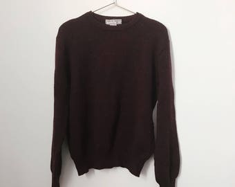 vintage 80s eggplant purple wool sweater (medium) – free us shipping