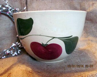 Watt Pottery Bowl / Watt Apple Deep Mixing Bowl / Watt Yellow Ware Bowl / Red Apple Bowl