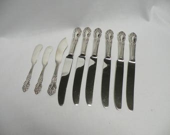 Reed and Barton Silverplate Dinner Knives, Cheese Knives and Butter Knife - Tiger Lily-Festivity - Replacements - Holiday Flatware, Weddings