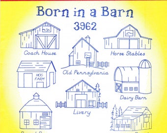 Aunt Martha's Hot Iron Transfers, Embroidery, Pattern, Needlepoint, Aunt Martha, Hot Iron, Transfer, 3962, Born In A Barn