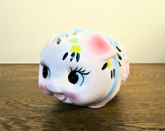 Adorable Vintage Piggy Bank - Cute 1950s Piggy Bank - Children's Bank - Coin Bank - Kitschy Pink and Blue Pig - Kawaii Piggy Bank - Taiwan