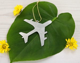 Airplane Metal Ornament Travel Souvenir Custom Engraving Stamping Gift for Her Him World Fly Aviation Pilot Personalized Father's Day