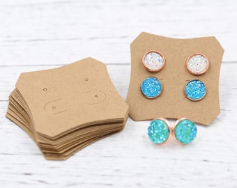 Earrings Cards, Display Card, Craft Chipboard Earring Packaging for Handmade Jewelry Sellers, Square Display Card 50x50mm
