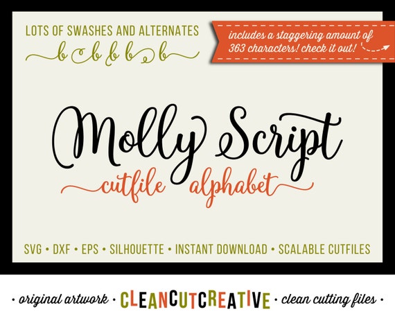 Download Molly Script Full Alphabet SVG Fonts Cutfile Gorgeous