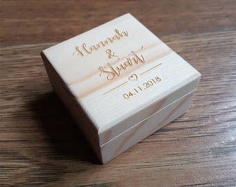 Wedding Ring Box, Wooden Ring Box, Ring Bearer Box, Small Wooden Box, Personalised Ring Box, Proposal Ring Box, Wooden Jewellery Box