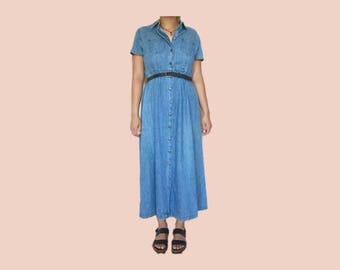 denim button down maxi dress // size womens medium