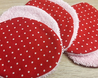Washable and reusable wipes. Bundle of 6. Dots. Navy blue, coral. Eco friendly. Zero waste.