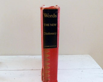 Words the new dictionary, reference book, study aid, teacher's gift, graduation gift, vintage dictionary, world war 2 era, inscription