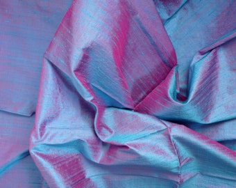 Silk Dupioni in Cerulean Blue and Magenta, Extra wide 54" Half yard - DEX 104