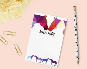 Notepad, equestrian stationery, horse notepad, equestrian inspired holiday gift, onehorsethreads