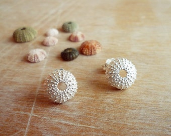 Sterling Silver Sea Urchin Stud Earrings - Small Size Sea Urchins