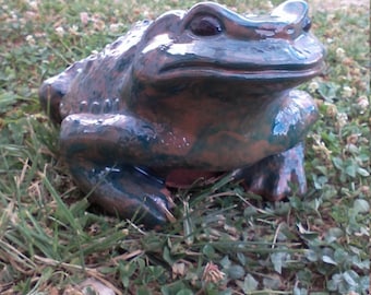 Outdoor garden frog statue outdoor decor toad house glazed toad house gift for her outdoor frog statue toad statue garden statue for him