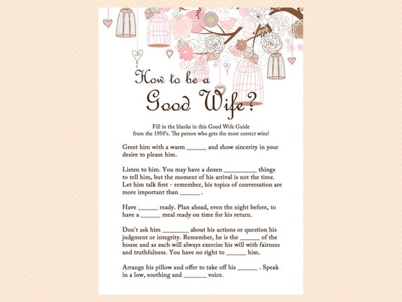 How to be a good wife Game Good wife Guide 1950s Game Bridal