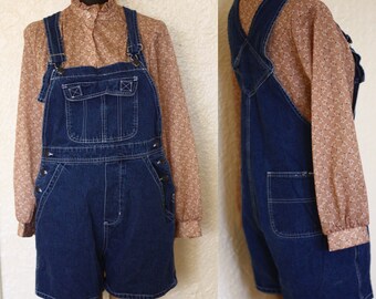 1990s shorteralls // vintage short overalls // denim short overalls