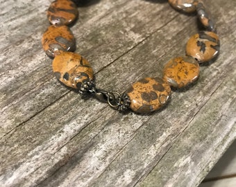 Multi-colored Jasper Gemstone Bracelet with lobster claw clasp