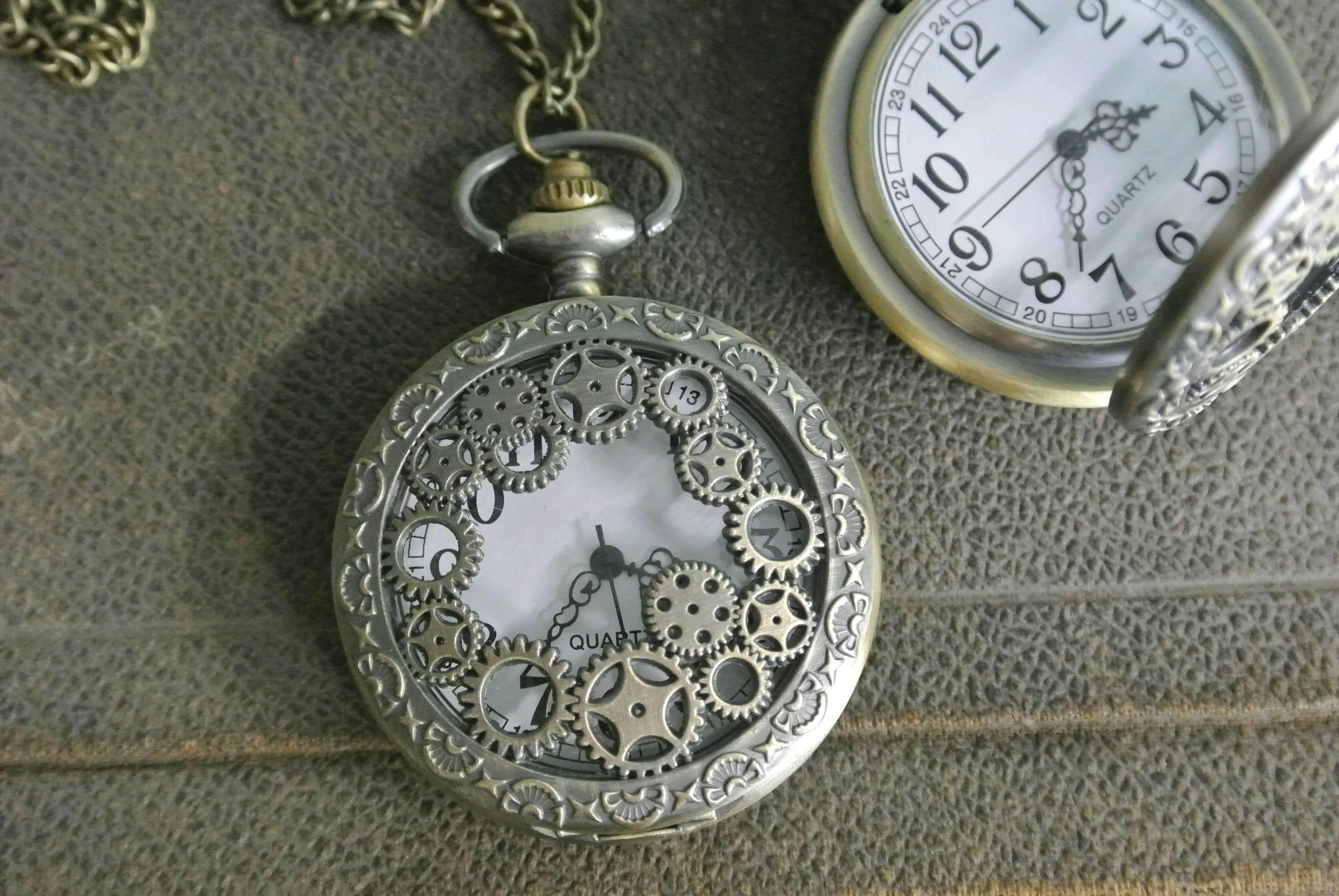 Steampunk Gears Pocket Watch Necklace Working Watch Unisex