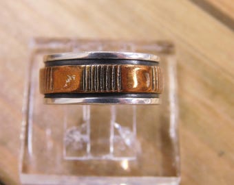 Sterling Silver and Copper Band Size 8.5