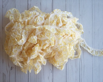 Yellow,white ruffled lace 1 inch,for wedding,home decor,apparel, mixed media,crafts