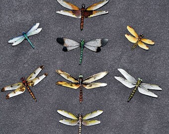 Dragonfly Magnets Insects Set of 8 Refrigerator Magnets Handmade Kitchen Magnets