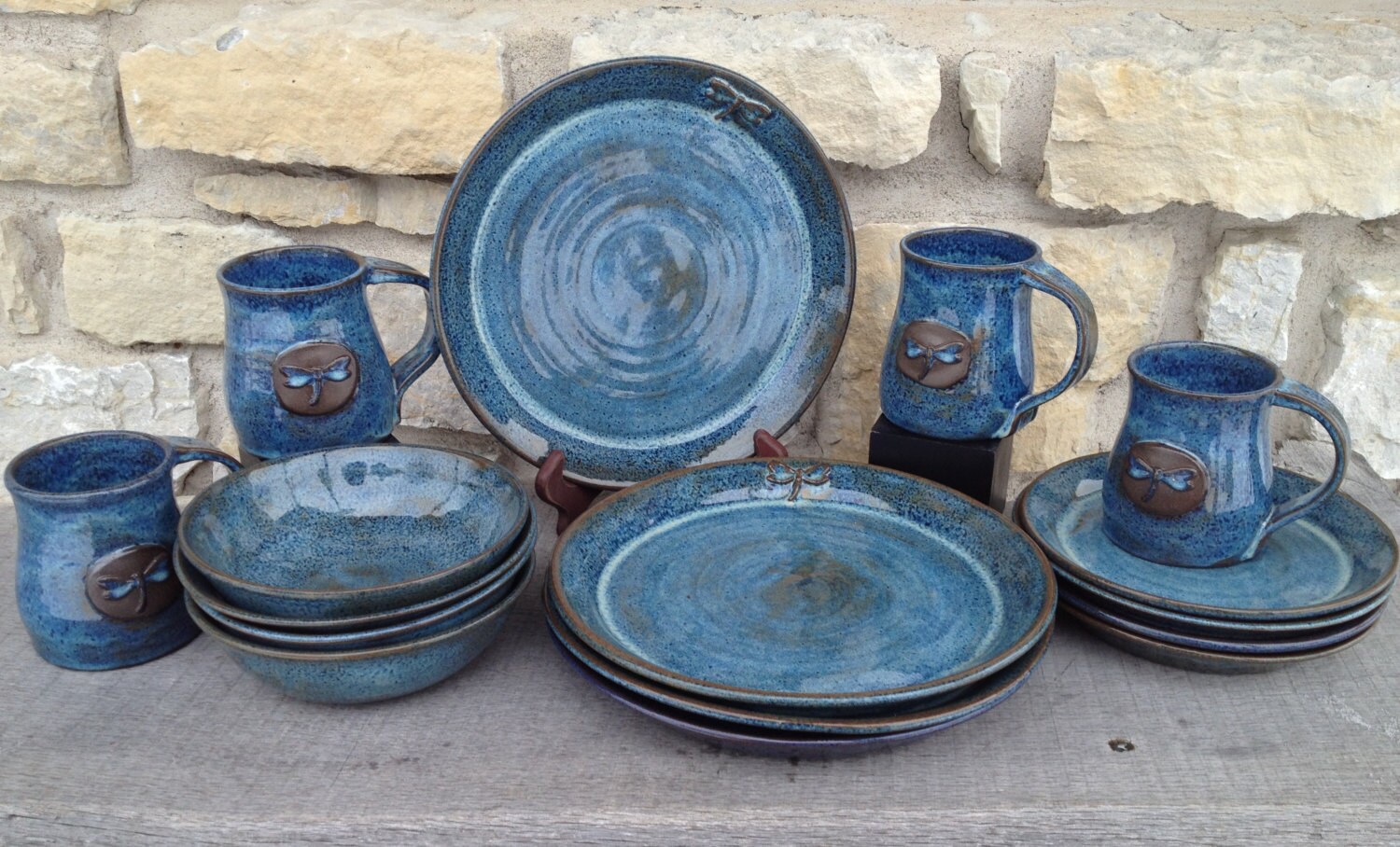 Dragonfly Pottery Dinnerware Stoneware Wheel Thrown Place