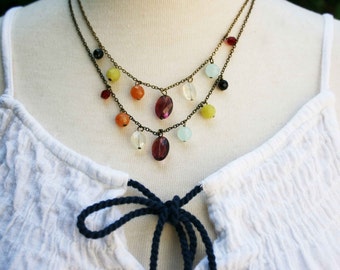 Stone Collector Necklace - Crystals and Semi Precious Stones on a Silver Necklace