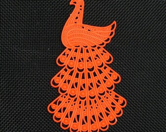 2 pendants neon ORANGE - Peacock - Max size prints: 50x28mm # M15