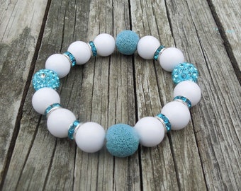 Black or White Bracelet with Lava Stones for use with Essential Oils