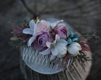 Flower hair comb, floral hair comb