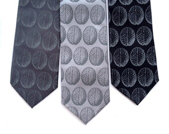 Anatomical Brain Necktie. Brain Dot Print, brains men's tie. Gift for neurologist, gift for psychologist, psychiatrist, neuroscientist gift