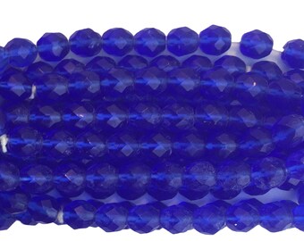 Transparent Faceted Dark Sapphire Blue Glass Beads 8mm (30) bds1501F