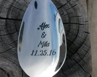 Custom personalized laser engraved spoon stainless steel wedding gift favor house warming gift
