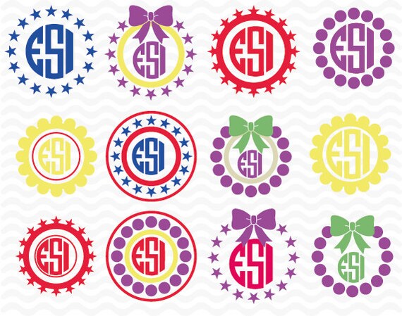 Download Circle monogram frames SVG DXF & EPS Stars and polka dot