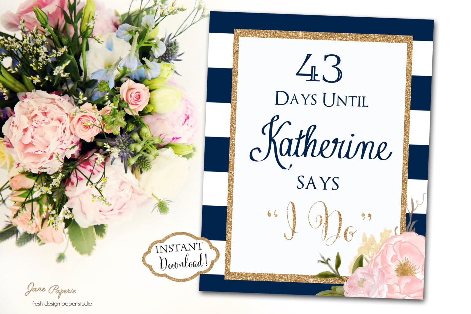Instant Download Floral Days Until I Do Floral Days Until