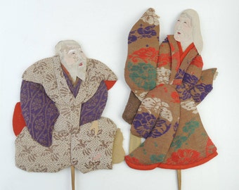 1800's Antique Oshie dolls, Old Couple