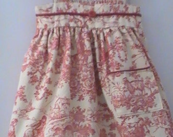 Girl's Dress Made of Vintage Red Toile