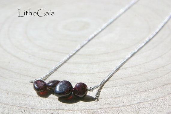 Garnet Bar necklace, 925 Sterling Silver, Garnet Necklace, Garnet Gemstone Bar, birthstone, Garnet jewelry, Minimalist, Gift for Her, Zodiac