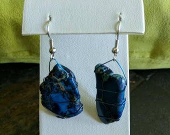 blue stone dangle earrings