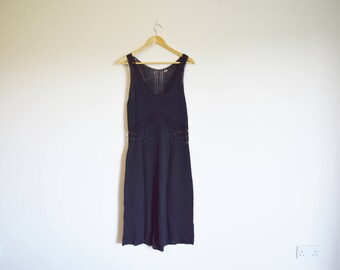 vintage 1990s black crochet midi summer dress