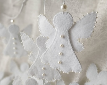 Felt Angel, Angel Decoration, Christmas Tree Angel, Christmas Angel, Tree Ornaments, Cute Christmas Decor, White Angels, Holiday Decor