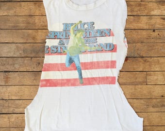 vintage BRUCE SPRINGSTEEN shirt - 1984 - "Born In The USA" Tour - Shredded - Size Medium
