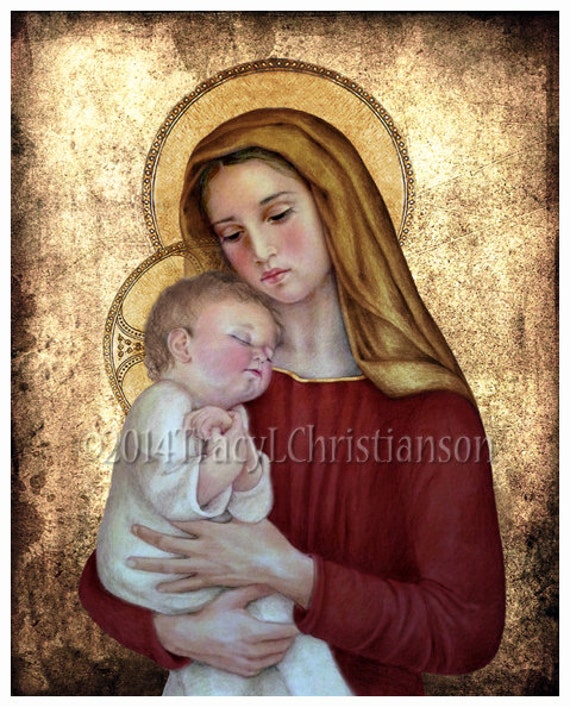 Madonna and Child G Catholic Art Print Blessed Virgin Mary