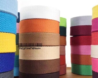 10 Yards 25mm(1") Cotton Canvas Strap Webbing 41 Colors DIY Handbag Tote Bag Messengers Travel Bag Key Chain FOB Pet Collar Leash Supplies