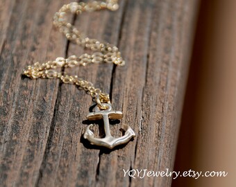 Small Gold Anchor Necklace, 14K Gold Filled Chain, Summer, Beach, Graduation Gift, Birthday gift