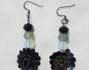 Black & Yellow Flower Earrings