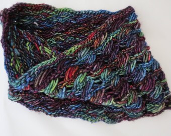 Hand-knitted Rainbow Neckwarmer / Cowl