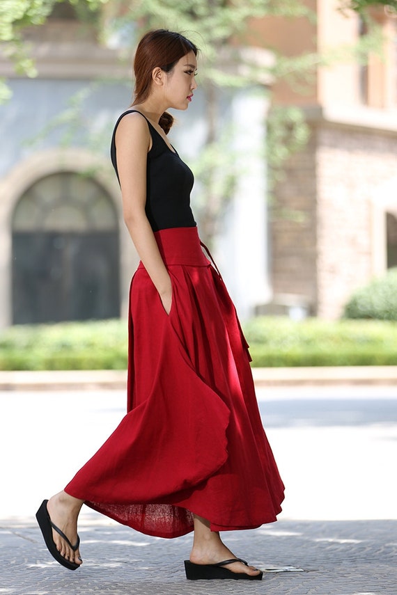 Wrap skirt women skirts linen skirt long skirt high