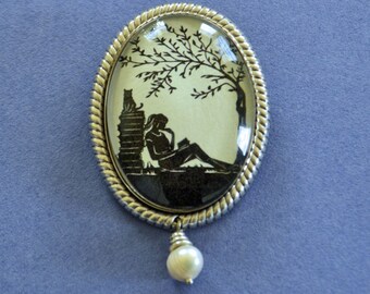 AFTERNOON READING in the PARK Brooch - Silhouette Jewelry