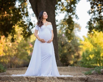 Maternity Dress for Photo Shoot-Maternity Dress for Baby Shower-Long Maternity Dress-Fitted Maternity Gown-Maxi Gown-GRETA DRESS