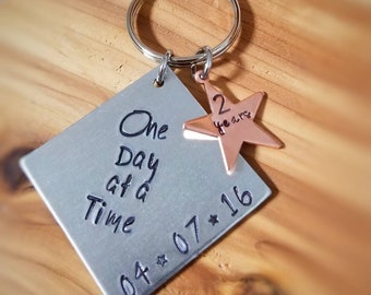 Sobriety Gift - Sobriety Gift for Men - One Day at a Time Key Chain